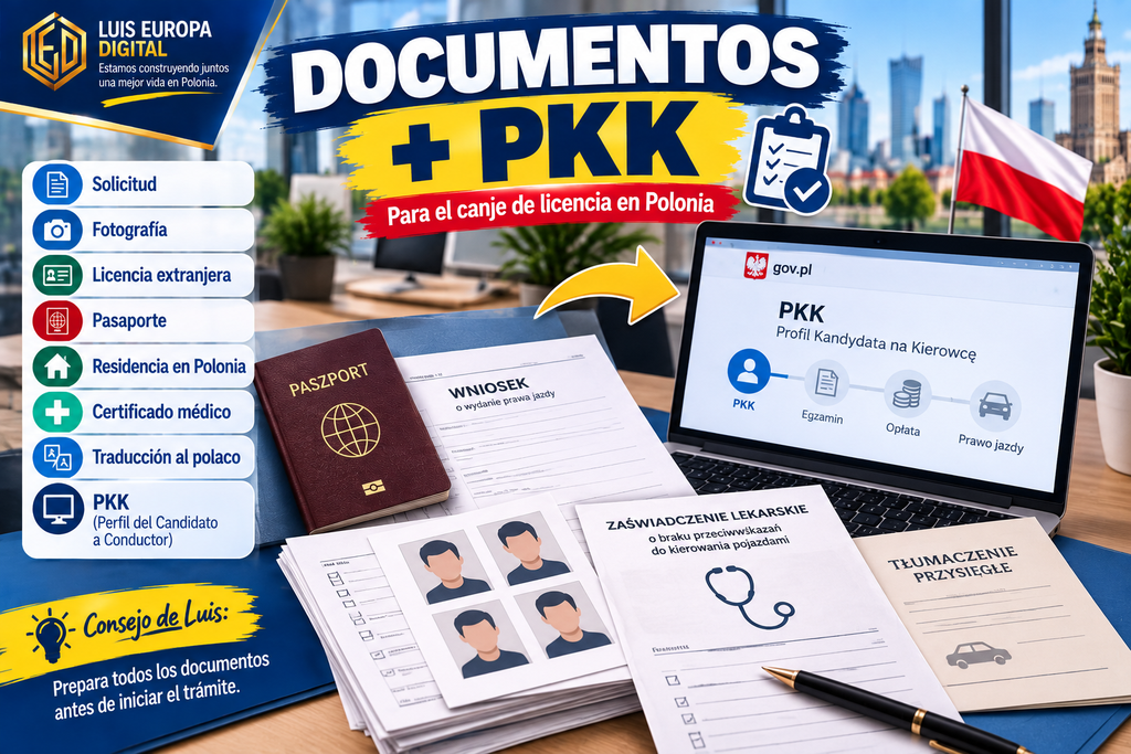 documentos y pkk para obtener la licencia de conducir en Polonia
